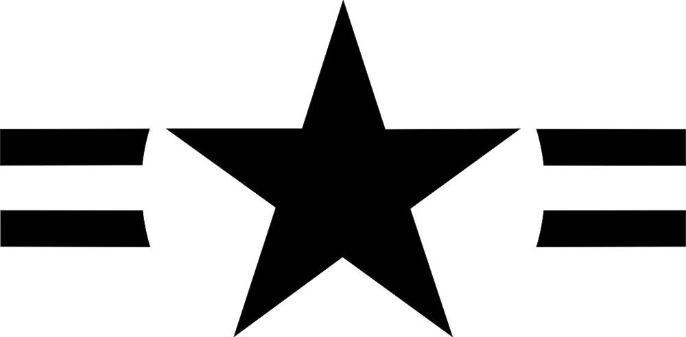 U.S. Aircraft Star 2000 (Black Stars & Bars w/No Background) Decal