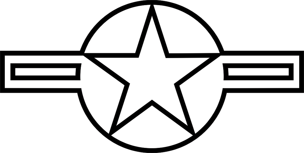 U.S. Aircraft Star (Black Outlines w/Clear Background) Decal