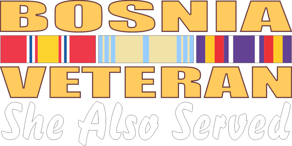 Bosnia Vet (v2) She Also Served Decal
