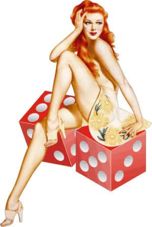 Casino Girl with Dice Left Decal