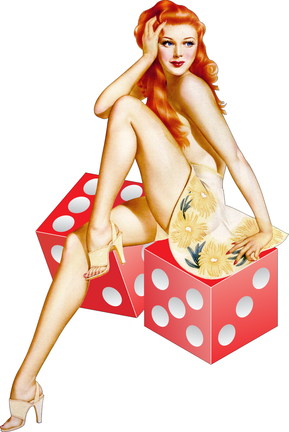Casino Girl with Dice Left Decal