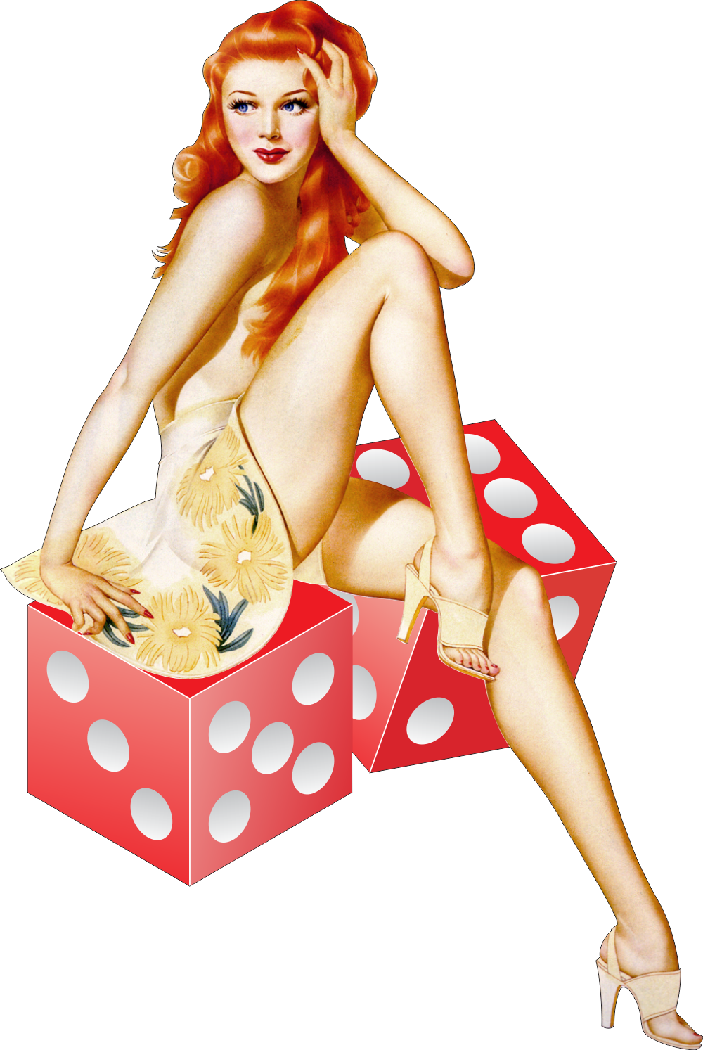 Casino Girl with Dice Right Decal