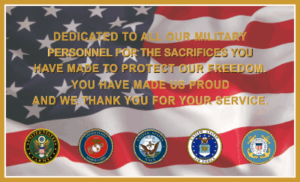Dedicated to our Military Decal