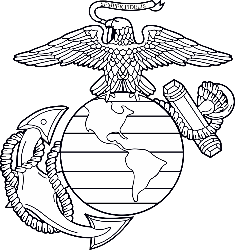 USMC Eagle Globe Anchor (Black/White) Decal