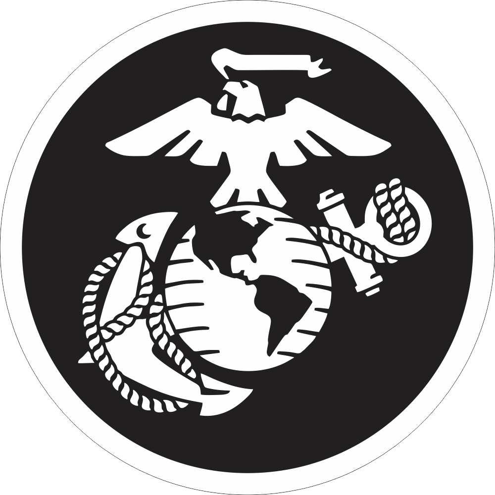 USMC Logo (White on Black) Decal