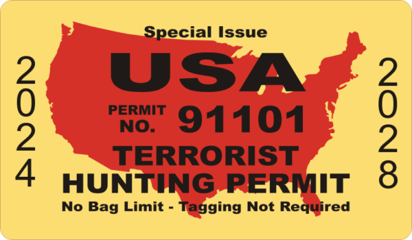 Terrorist Hunting License Decal