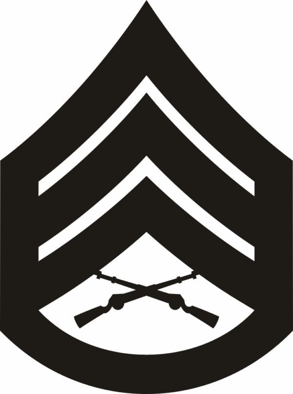 E-6 SSGT Staff Sergeant (Black) Decal