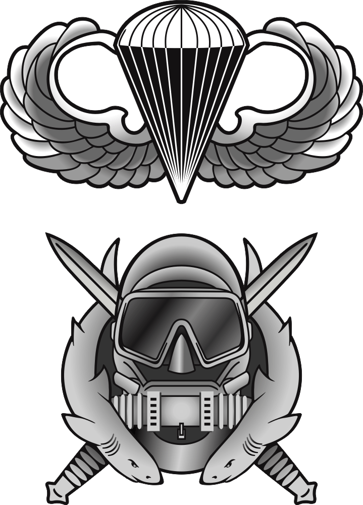 Basic Jump Wings with Special Forces Combat Diver Badge Decal