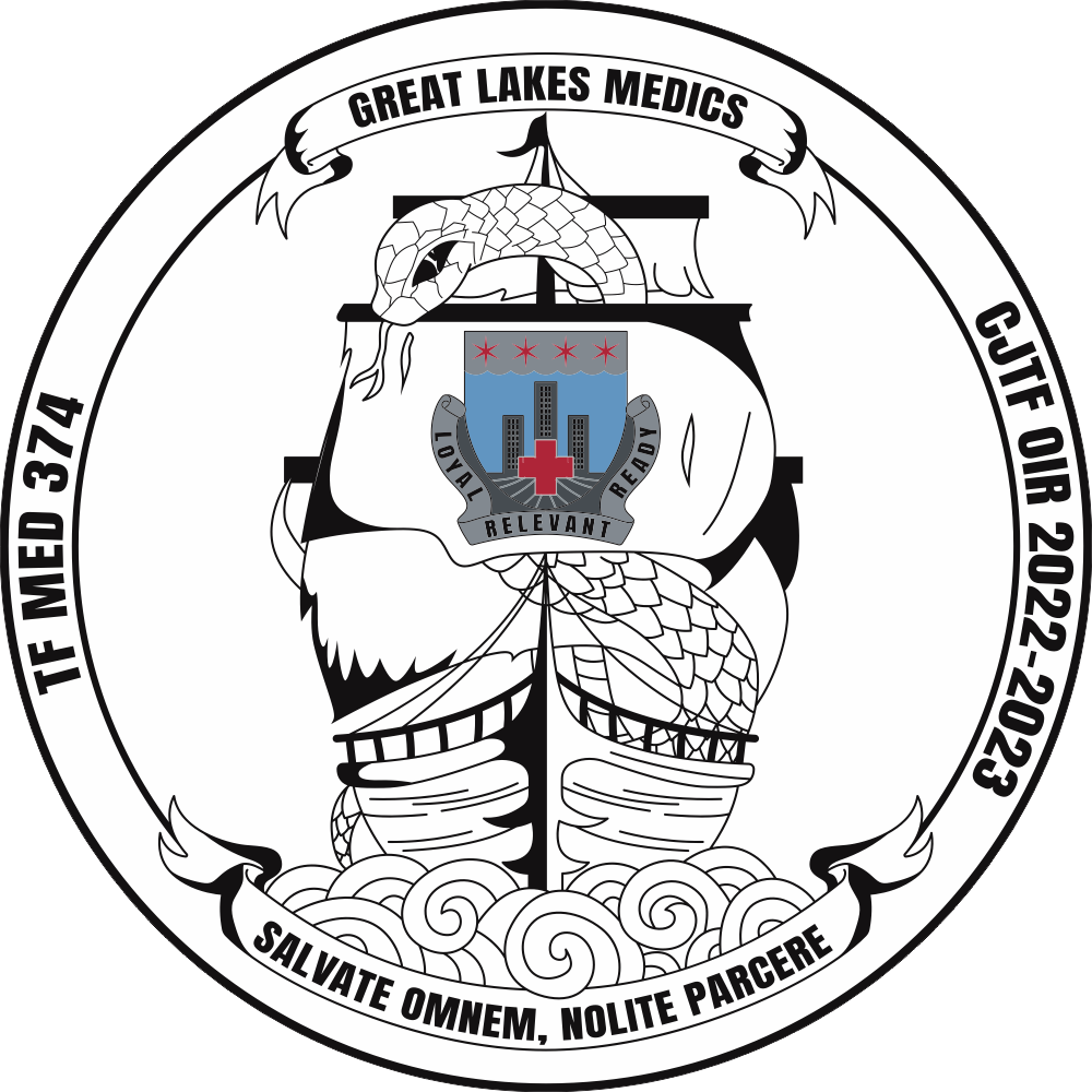 Task Force Med 374 Great Lakes Medics Black White Decal