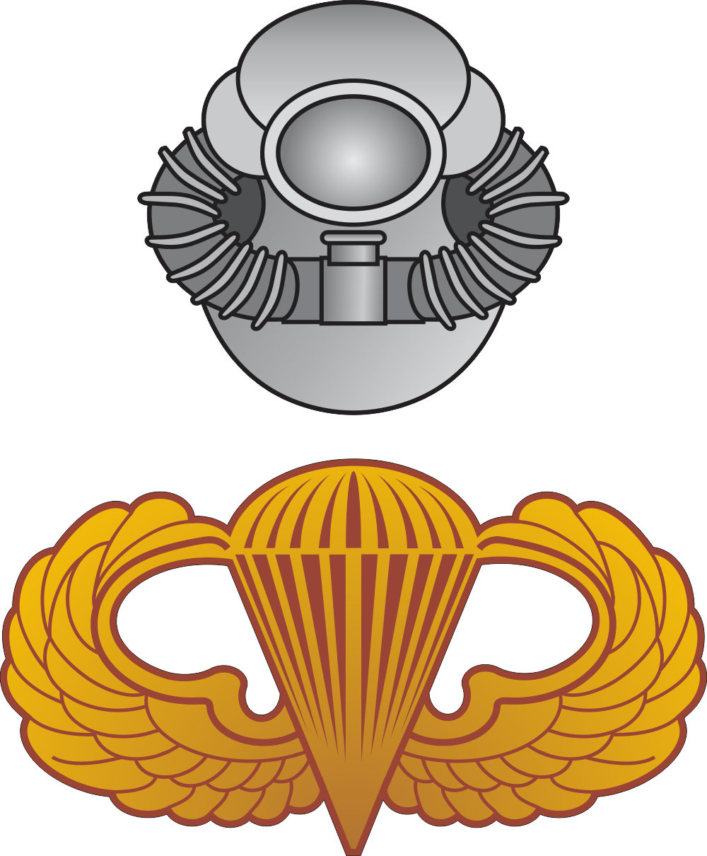 Scuba with Basic Jump Wings (Gold) Decal