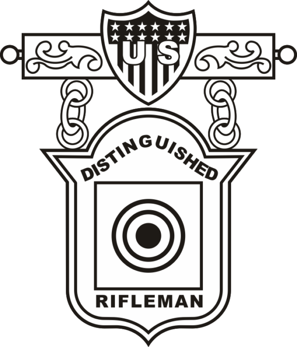 Distinguished Rifleman Badge - Black & White Decal