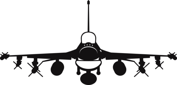 General Dynamics F-16 Fighting Falcon Silhouette - Front View (Black) Decal