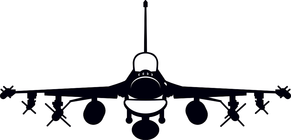 General Dynamics F-16 Fighting Falcon Silhouette – Front View (Black) Decal