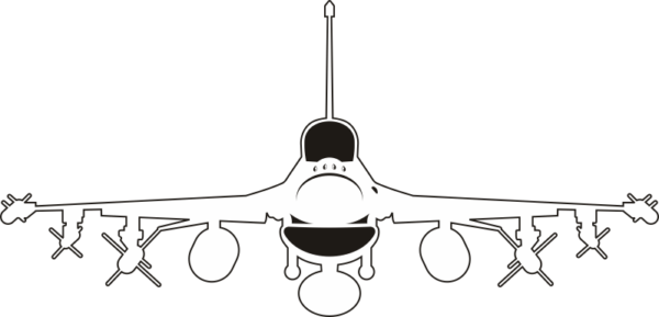 General Dynamics F-16 Fighting Falcon Silhouette - Front View (White) Decal