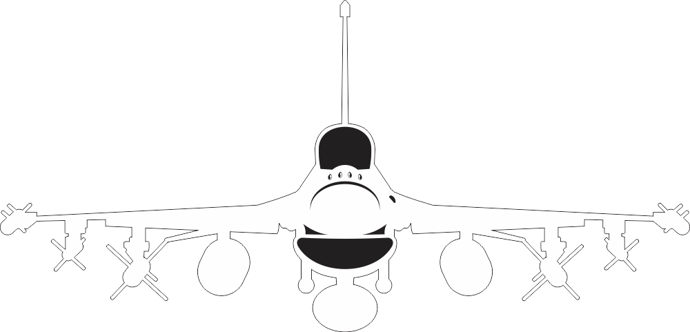 General Dynamics F-16 Fighting Falcon Silhouette – Front View (White) Decal