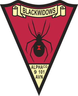 9th Battalion 101st Aviation Regiment A Company  (Black Widows) Decal