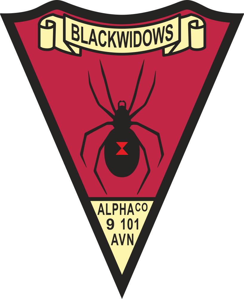 9th Battalion 101st Aviation Regiment A Company  (Black Widows) Decal