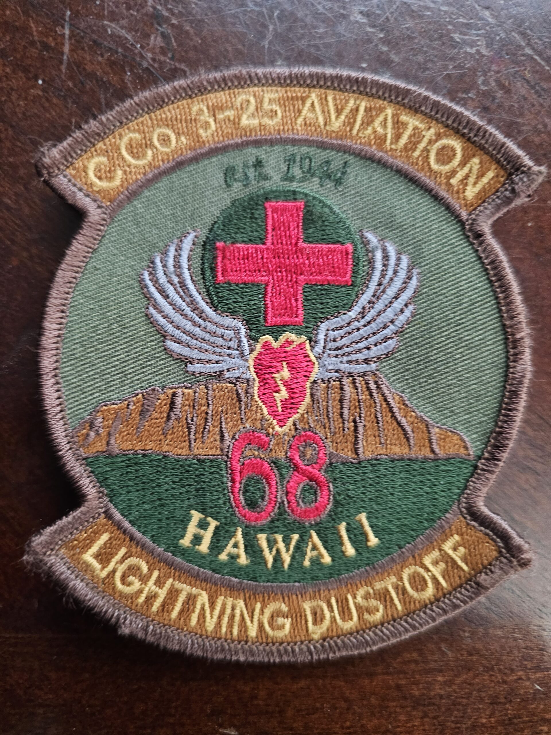 Original weathered CCo. 3-25 Aviation Lightning Dustoff unit patch sent by a customer