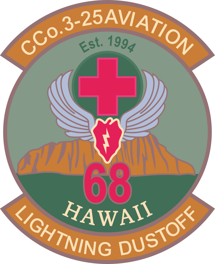 Clean vector restoration of the CCo. 3-25 Aviation Lightning Dustoff unit insignia, ready as a decal